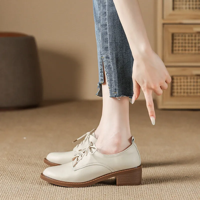 Creamtopmall Glossy leather upper lace up oxford shoes