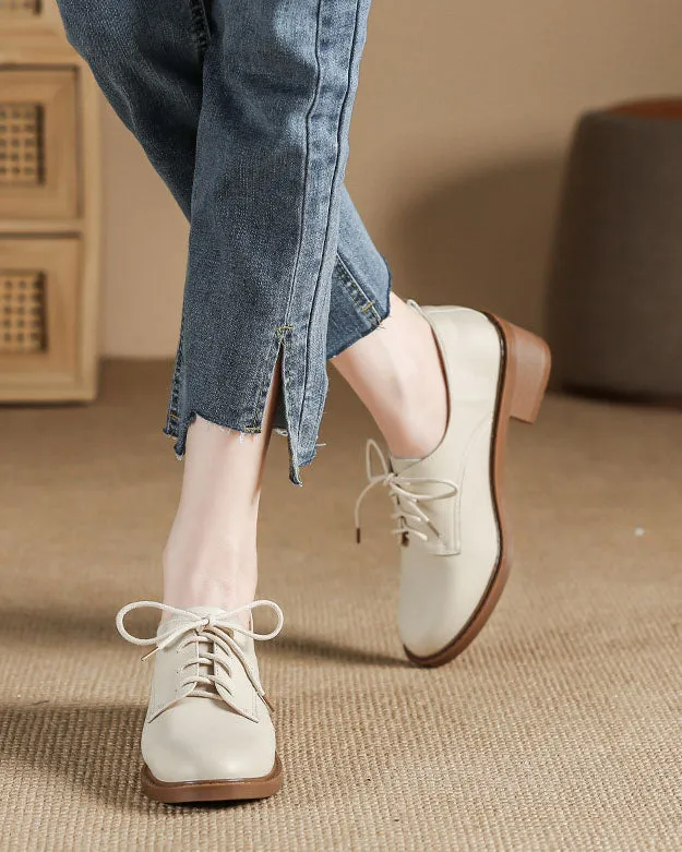 Creamtopmall Glossy leather upper lace up oxford shoes