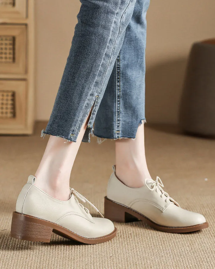 Creamtopmall Glossy leather upper lace up oxford shoes