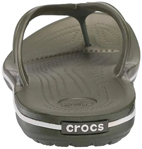 crocs Boy's Army Green/White Flop-7 Men/ 9 Women M US (Crocband Flip)