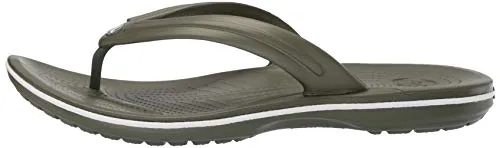 crocs Boy's Army Green/White Flop-7 Men/ 9 Women M US (Crocband Flip)