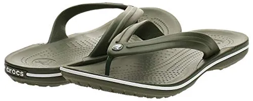 crocs Boy's Army Green/White Flop-7 Men/ 9 Women M US (Crocband Flip)