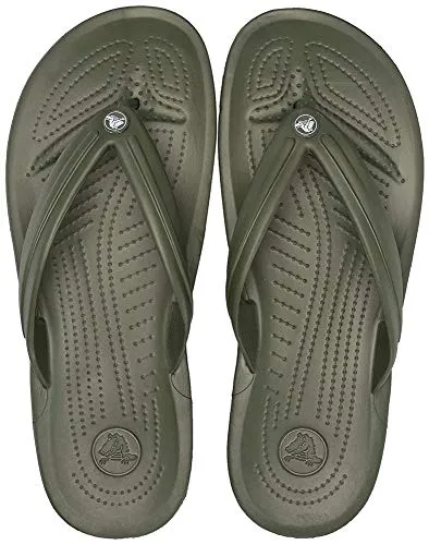 crocs Boy's Army Green/White Flop-7 Men/ 9 Women M US (Crocband Flip)