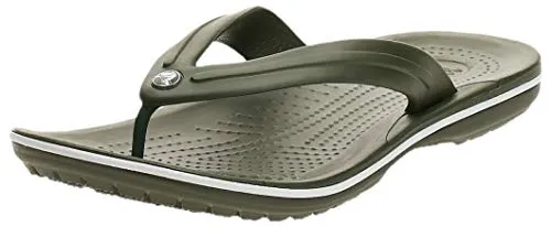 crocs Boy's Army Green/White Flop-7 Men/ 9 Women M US (Crocband Flip)