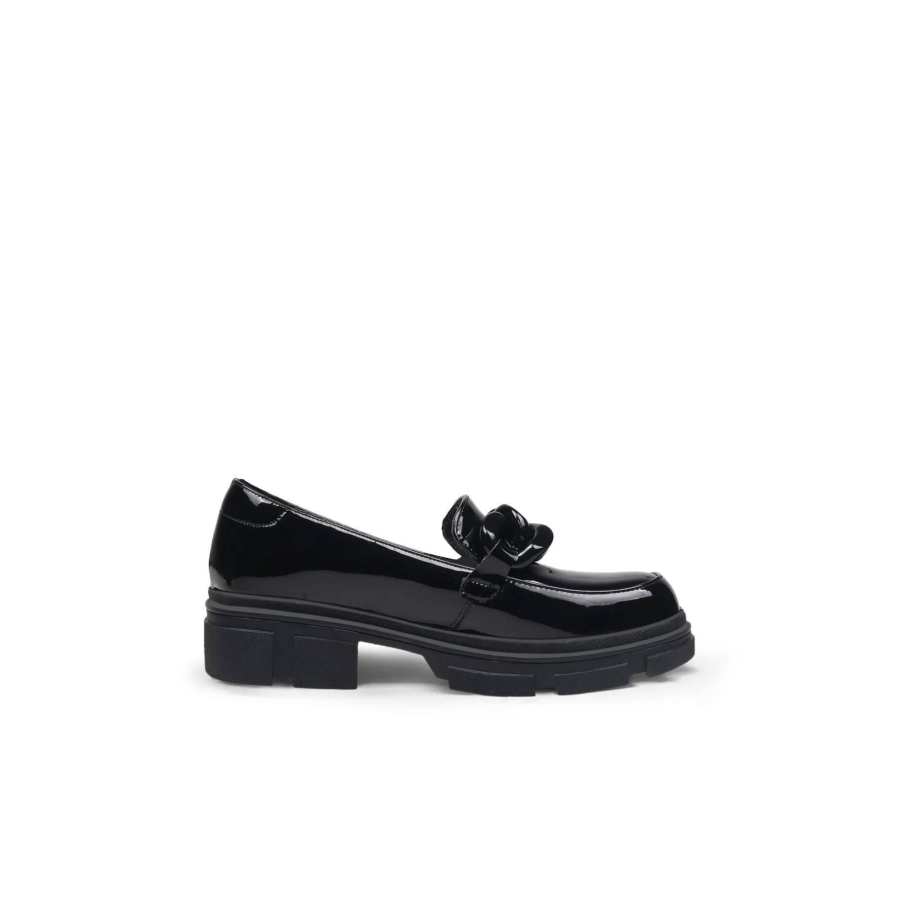 Cross Chain Leather Loafer Black