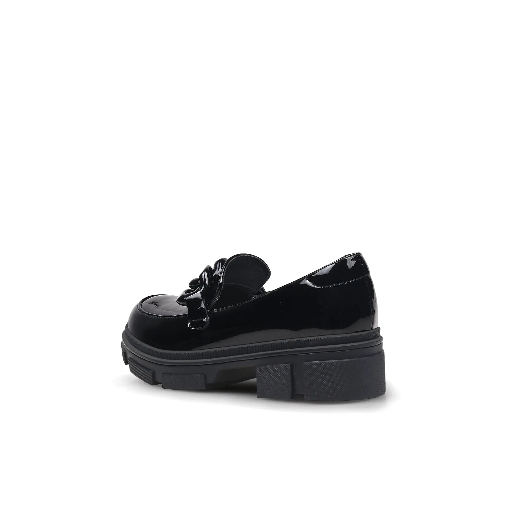 Cross Chain Leather Loafer Black