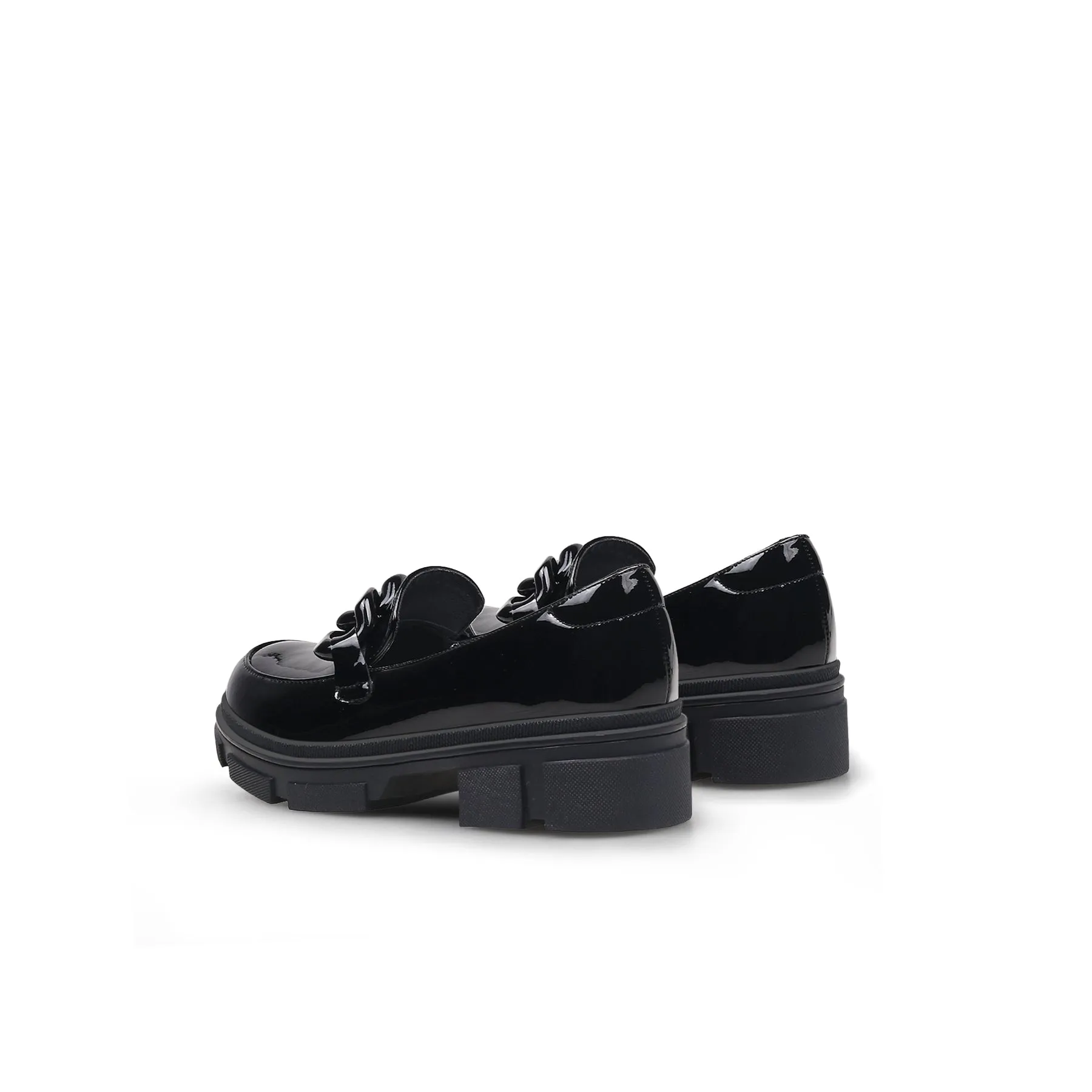 Cross Chain Leather Loafer Black