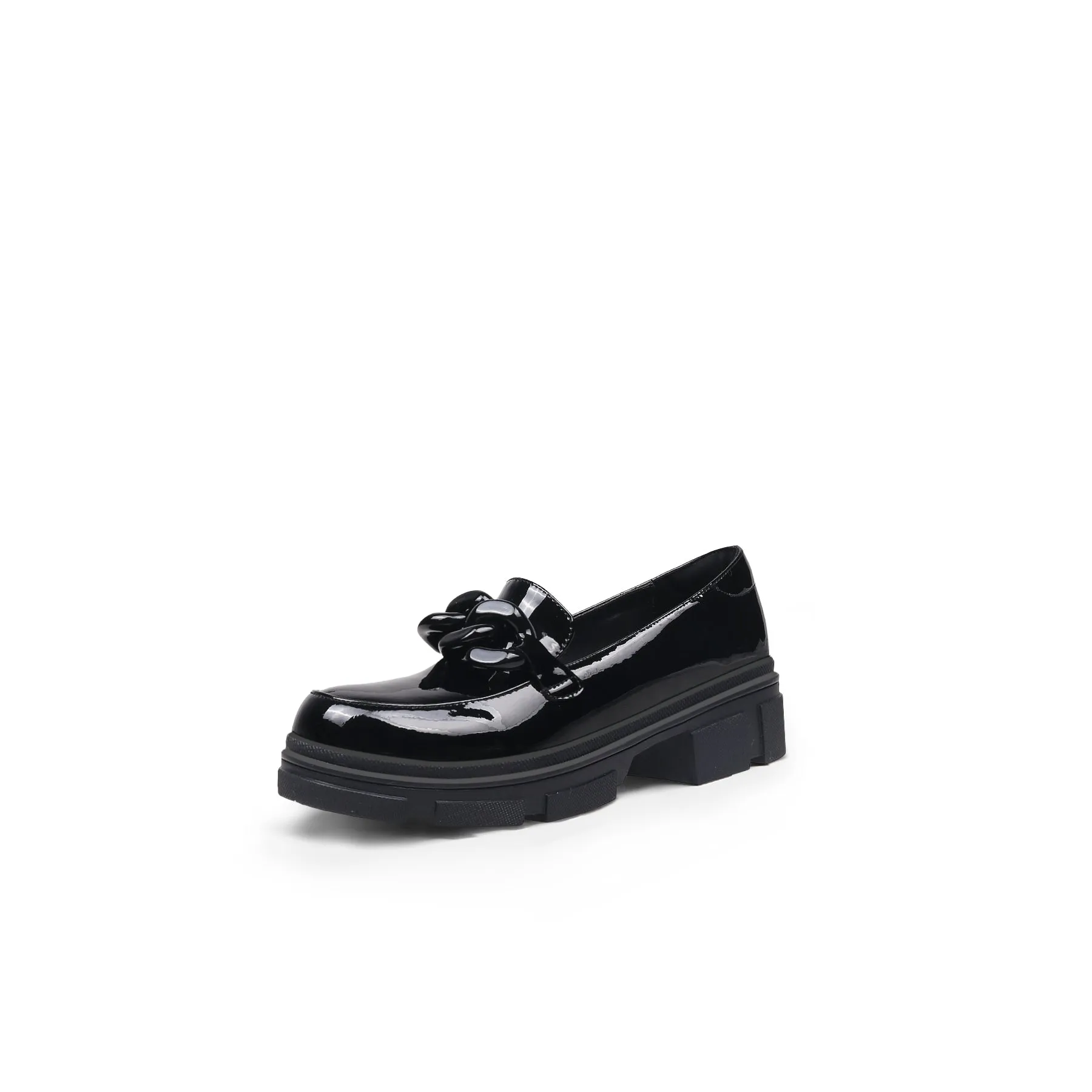 Cross Chain Leather Loafer Black