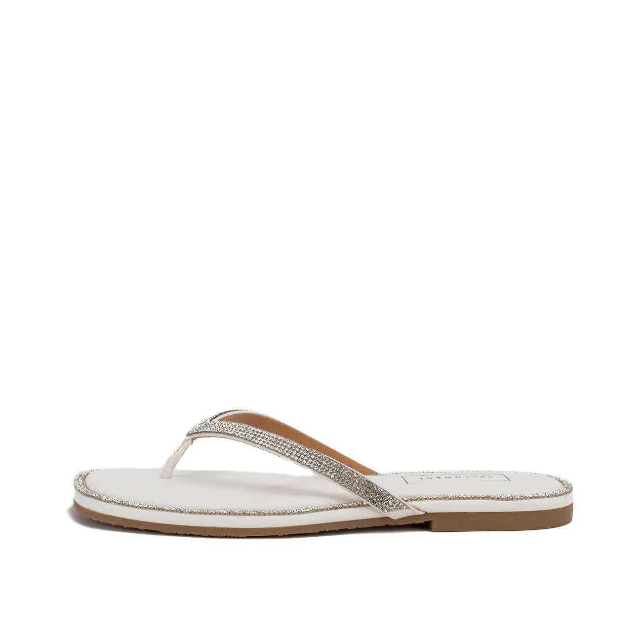 Danaya Yellowbox White Rhinestone Flip Flop Sandal