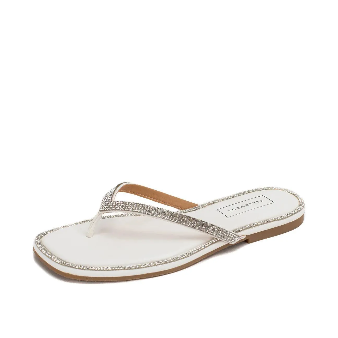Danaya Yellowbox White Rhinestone Flip Flop Sandal