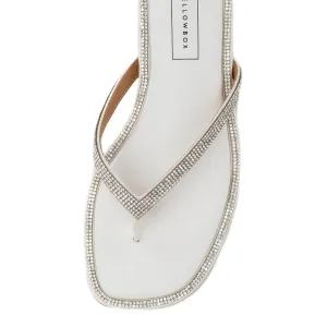 Danaya Yellowbox White Rhinestone Flip Flop Sandal