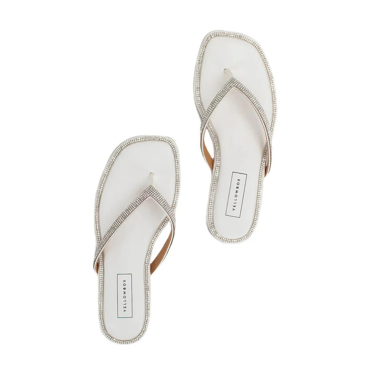 Danaya Yellowbox White Rhinestone Flip Flop Sandal