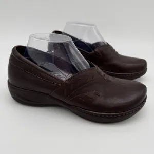 Dansko Abigail Brown Leather Slip On Clog Loafer Size EU 39/US 8.5-9