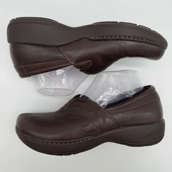 Dansko Abigail Brown Leather Slip On Clog Loafer Size EU 39/US 8.5-9