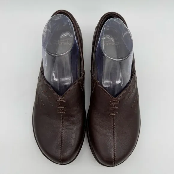 Dansko Abigail Brown Leather Slip On Clog Loafer Size EU 39/US 8.5-9