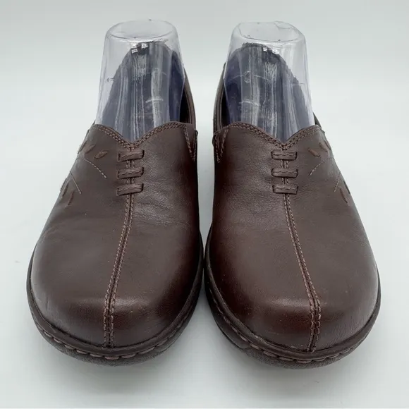 Dansko Abigail Brown Leather Slip On Clog Loafer Size EU 39/US 8.5-9