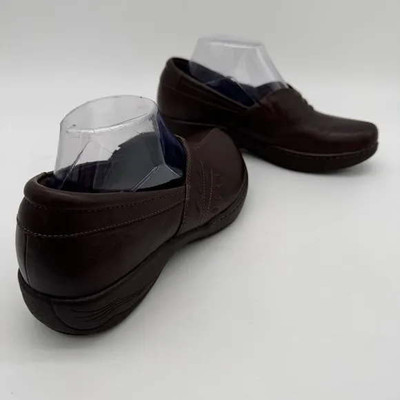 Dansko Abigail Brown Leather Slip On Clog Loafer Size EU 39/US 8.5-9