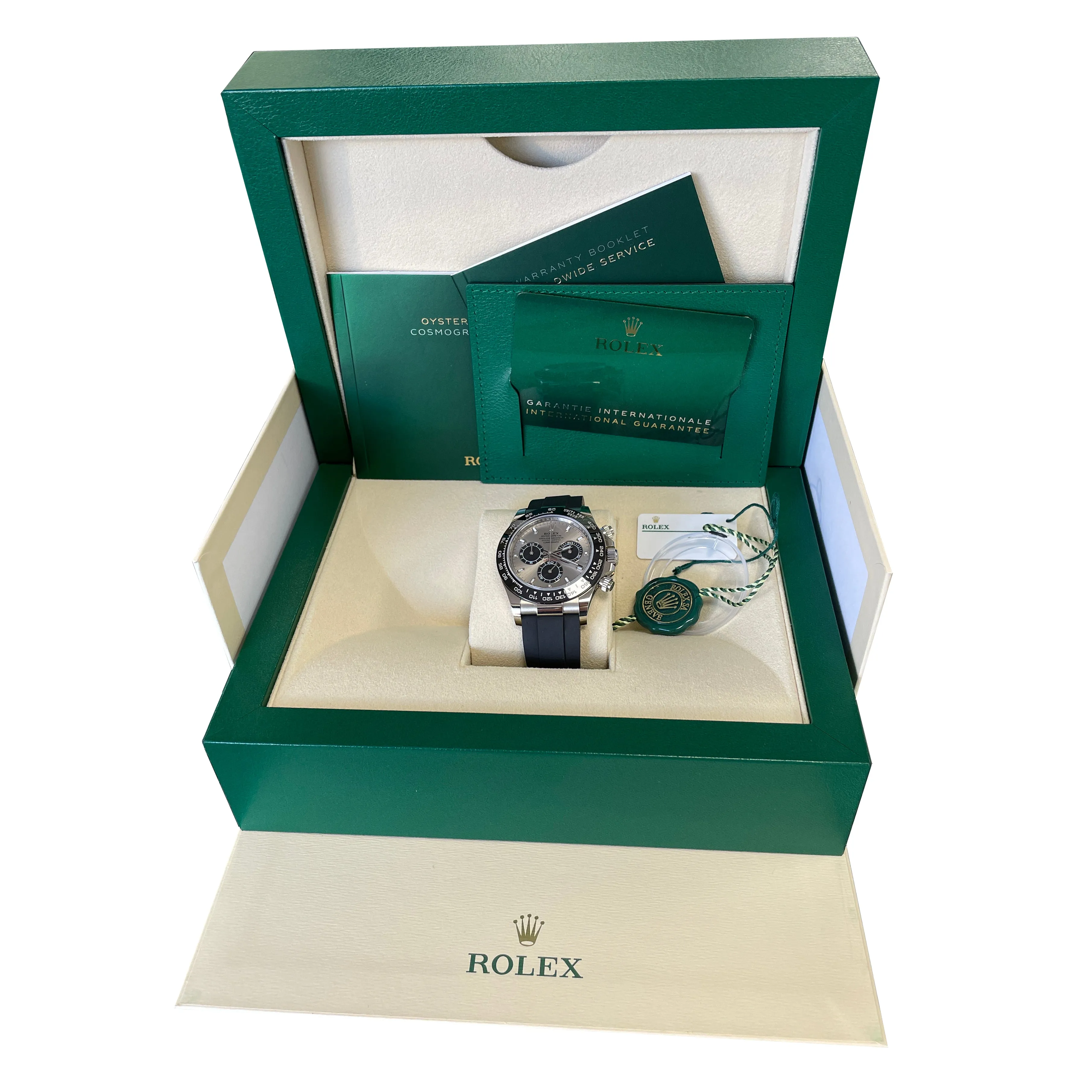 DEC 2021 UNWORN Rolex Daytona 18K White Gold Black Chronograph 40mm Watch 116519
