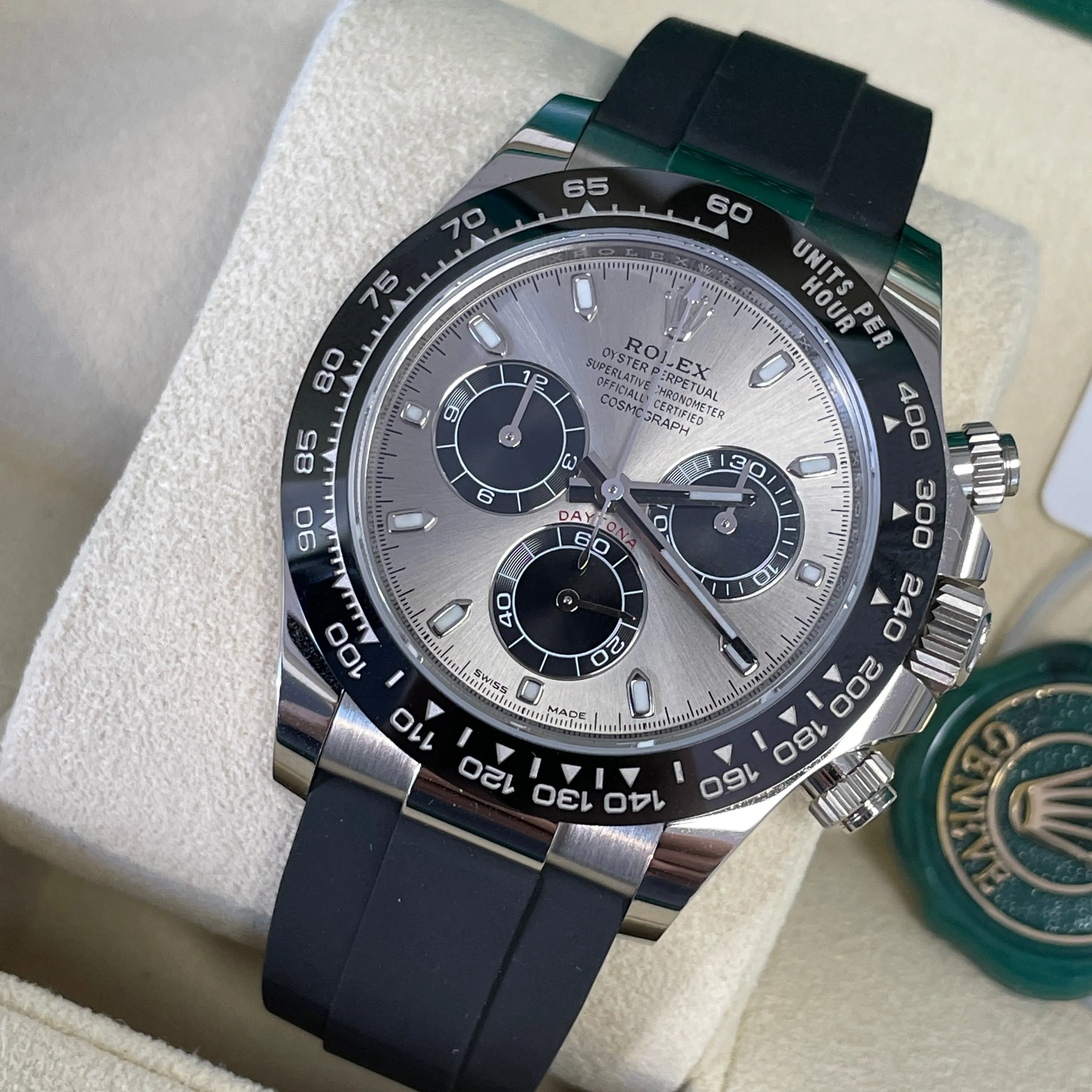 DEC 2021 UNWORN Rolex Daytona 18K White Gold Black Chronograph 40mm Watch 116519