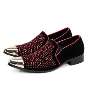 Designer Fashion Crystal Men Party Shoes Wedding Banquet Men Formal Shoes Slip on Loafers Italian Leather Shoes