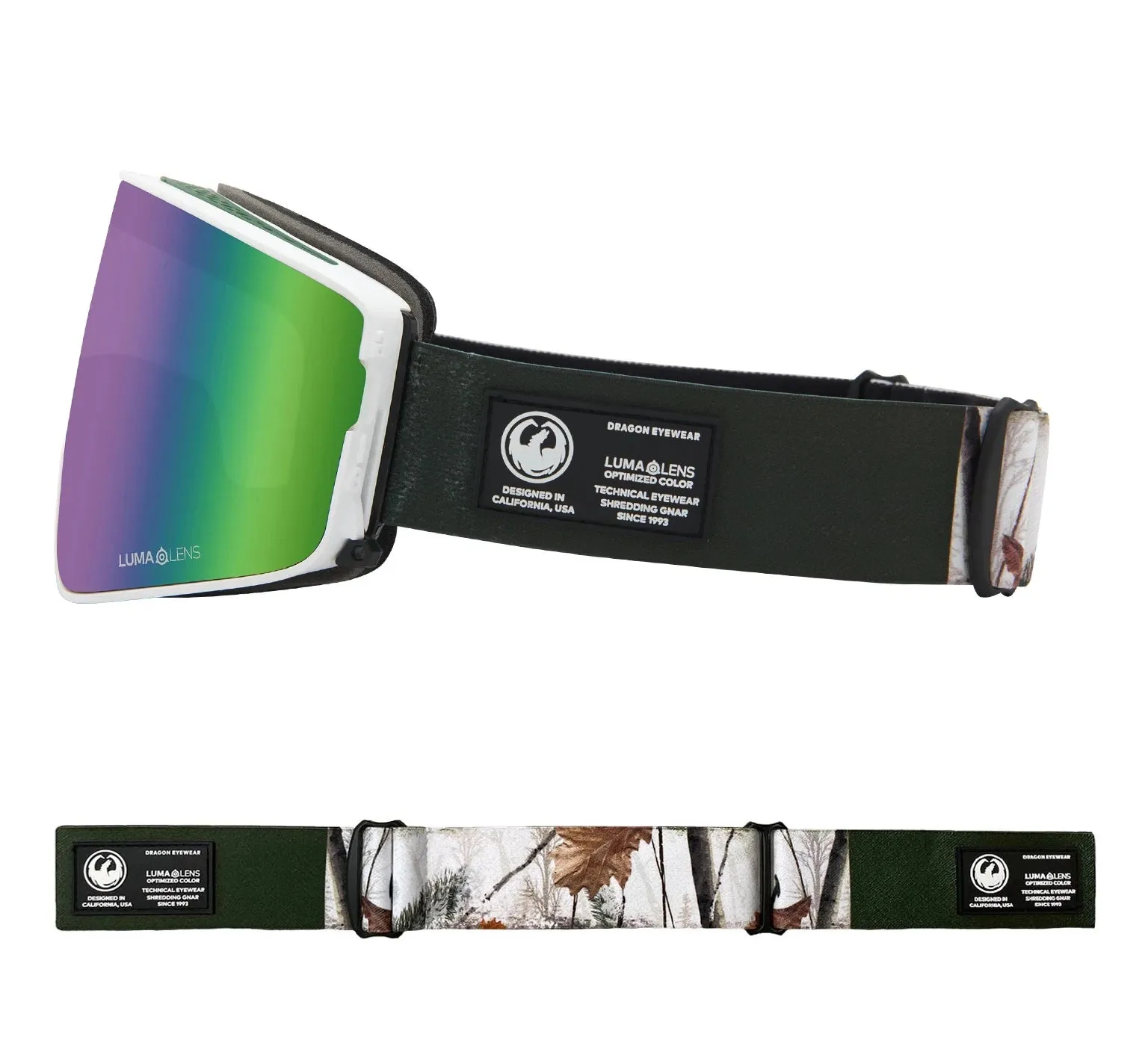 Dragon PXV2 Snow Goggles 2022 Alpine Camo / Lumalens Green Ion   Spare Lens