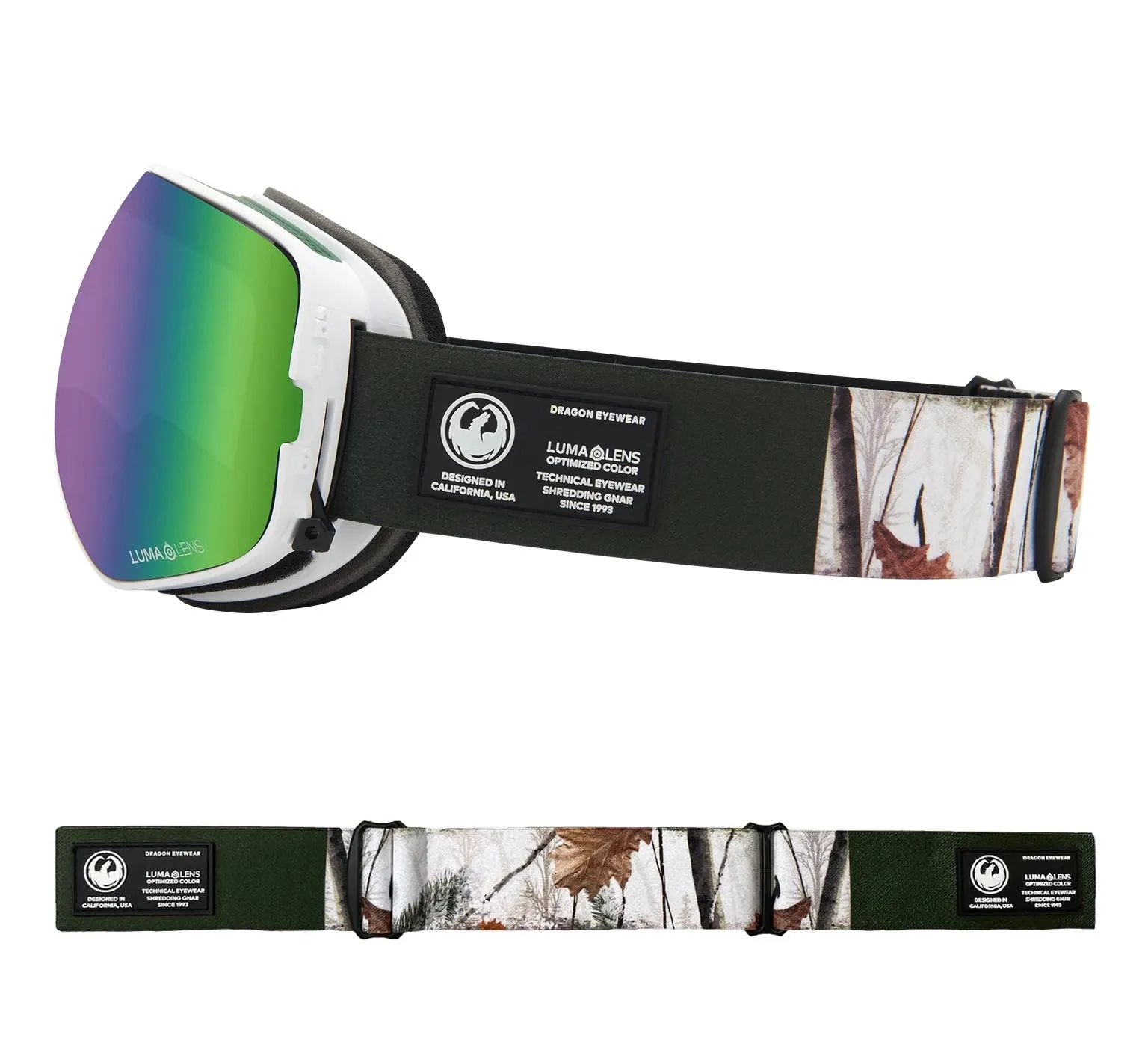 Dragon X2S Snow Goggles 2022 Alpine Camo / Lumalens Green Ion   Spare Lens
