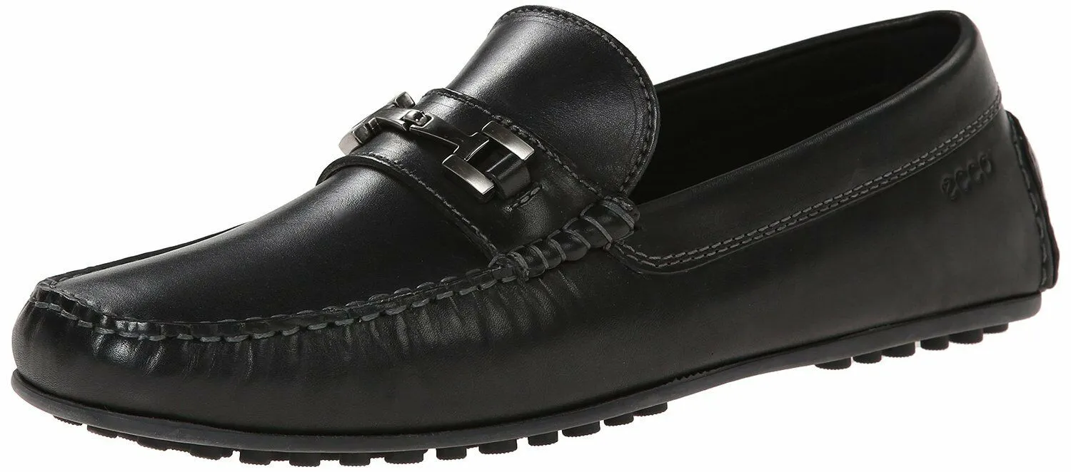 ECCO Men's 580414 Hybrid Black Leather Moccasin Slip-On Loafer