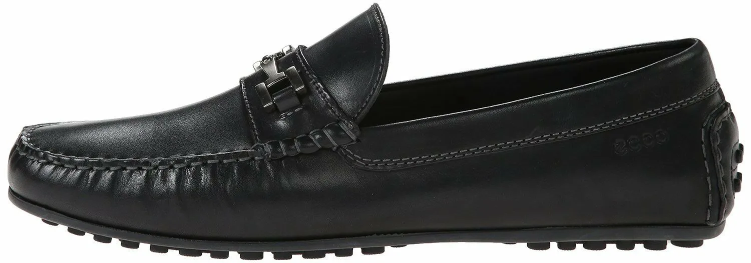 ECCO Men's 580414 Hybrid Black Leather Moccasin Slip-On Loafer