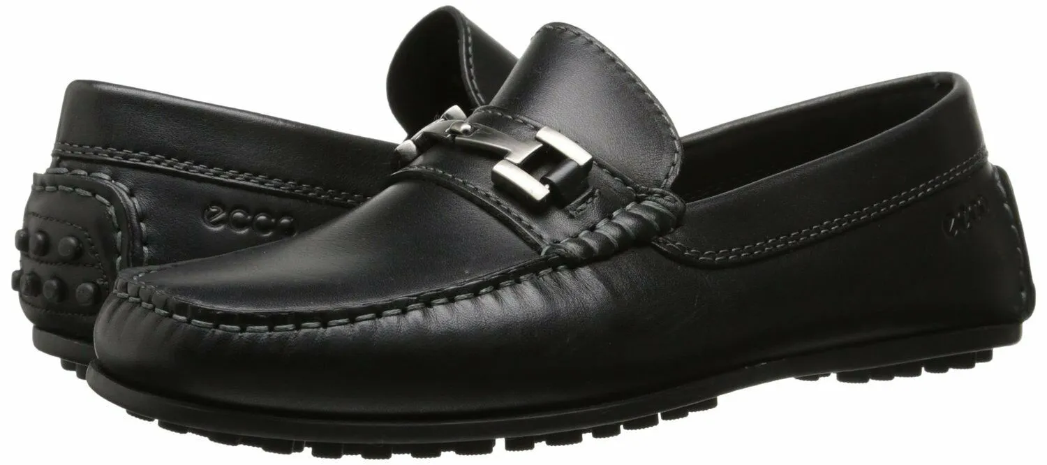 ECCO Men's 580414 Hybrid Black Leather Moccasin Slip-On Loafer
