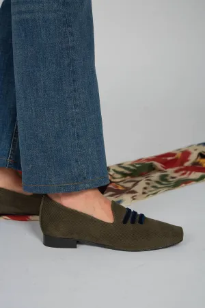 Eco Suede Corduroy Moccasins | Green