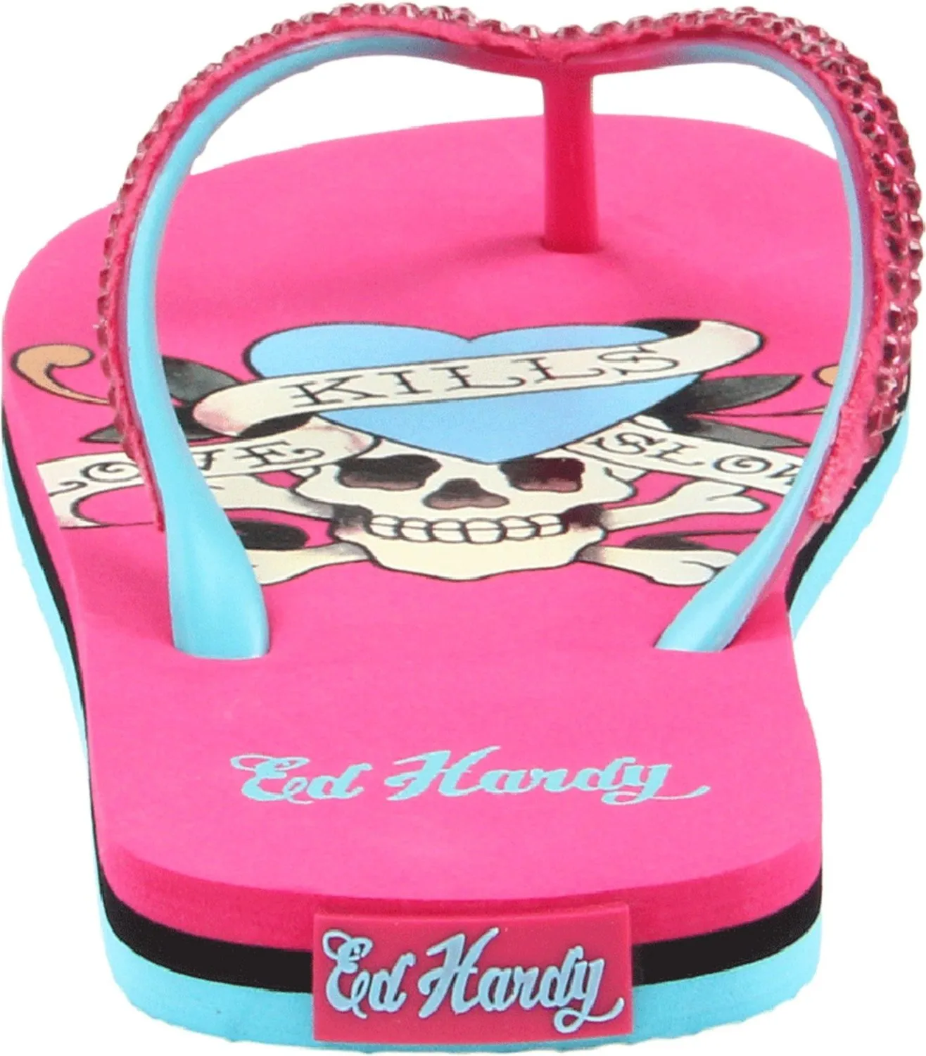 Ed Hardy Glitz Flip Flop for Women -Fuschia