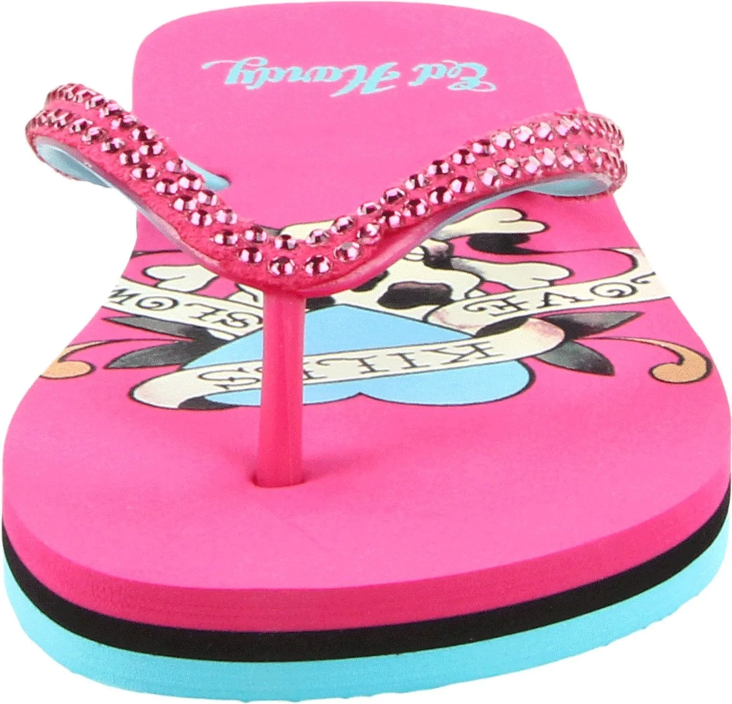Ed Hardy Glitz Flip Flop for Women -Fuschia