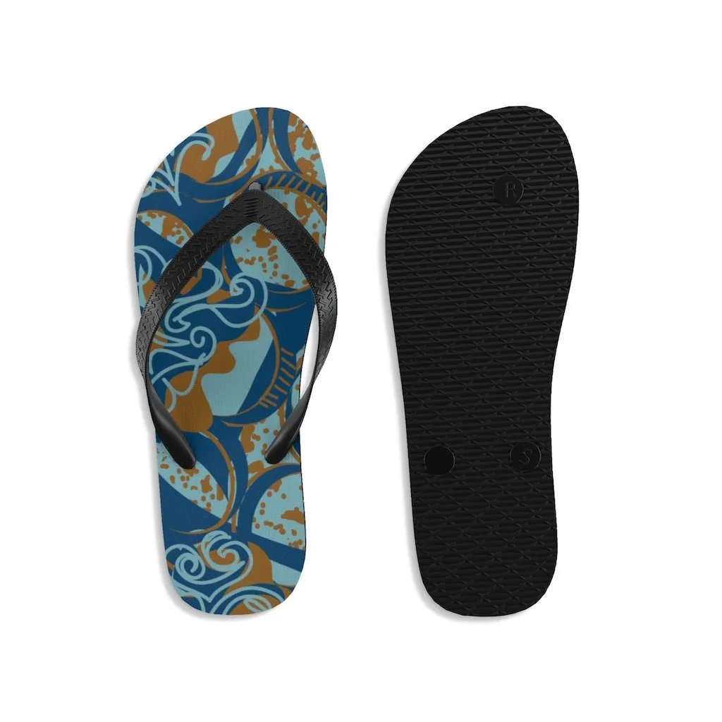 EKO & CO.™ Ankara Print Flip Flops - Blue