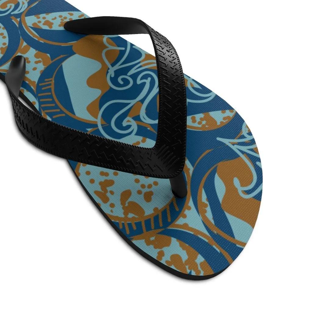 EKO & CO.™ Ankara Print Flip Flops - Blue