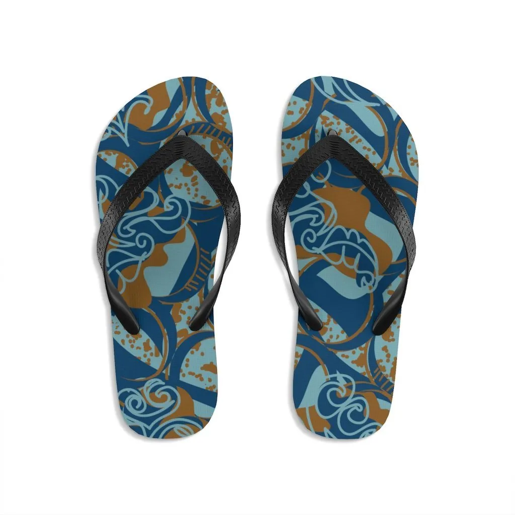 EKO & CO.™ Ankara Print Flip Flops - Blue