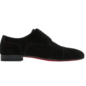 Elegant schwarze Wildleder-Oxfords mit markanter roter Sohle