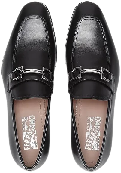 Ferragamo Benford Mens Black Leather Slip On Loafer Shoe 755992