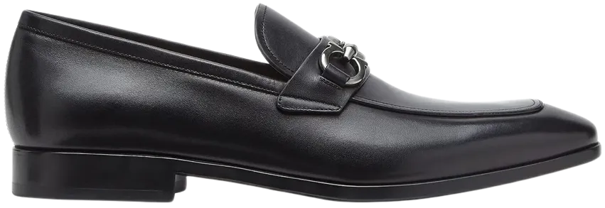 Ferragamo Benford Mens Black Leather Slip On Loafer Shoe 755992