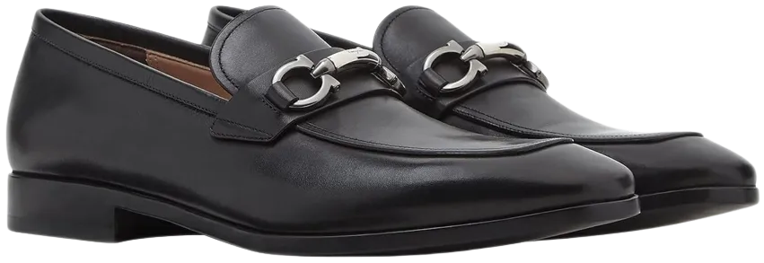 Ferragamo Benford Mens Black Leather Slip On Loafer Shoe 755992