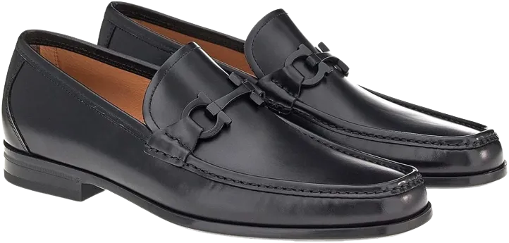 Ferragamo Grandioso 2 Mens Black Leather Slip On Moccasins Shoe 753156