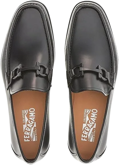 Ferragamo Grandioso 2 Mens Black Leather Slip On Moccasins Shoe 753156