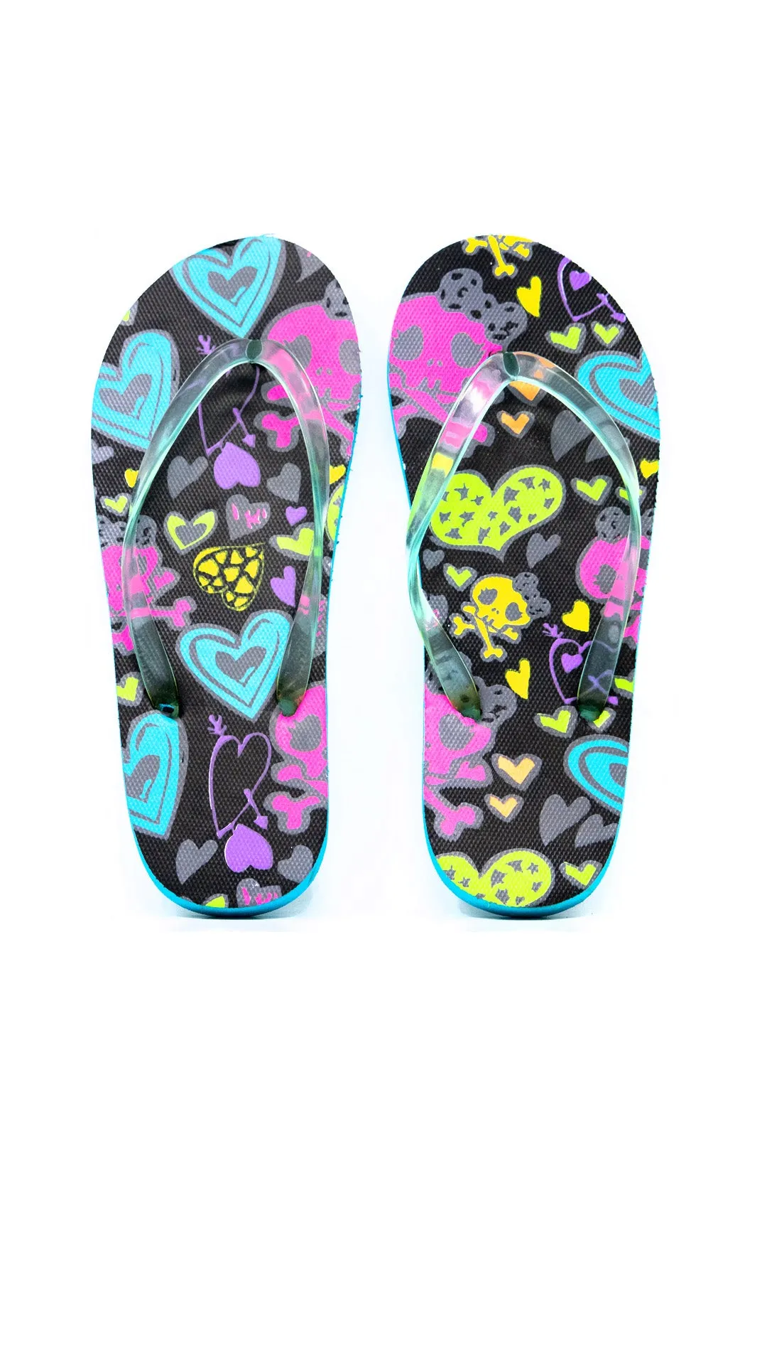 Flip Flops - Girls Hearts & Skulls - Size XL (2/3)