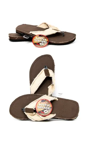 Flip Flops - Men's Canvas Flip-Out Bottle Opener Asst'd Colors - Size 11/12