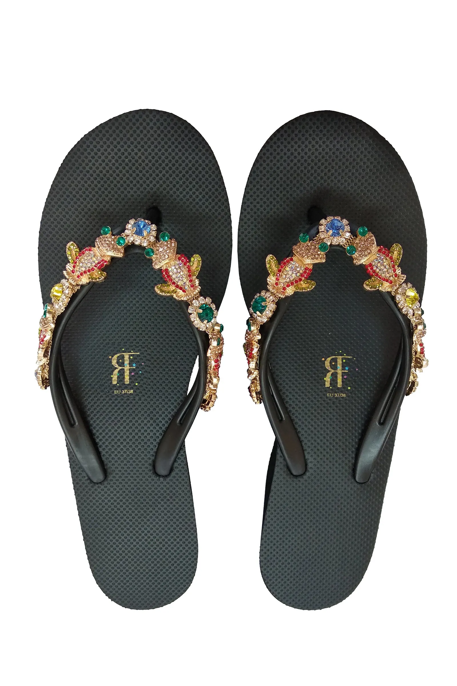 Frog Rhinestone Black High Heels