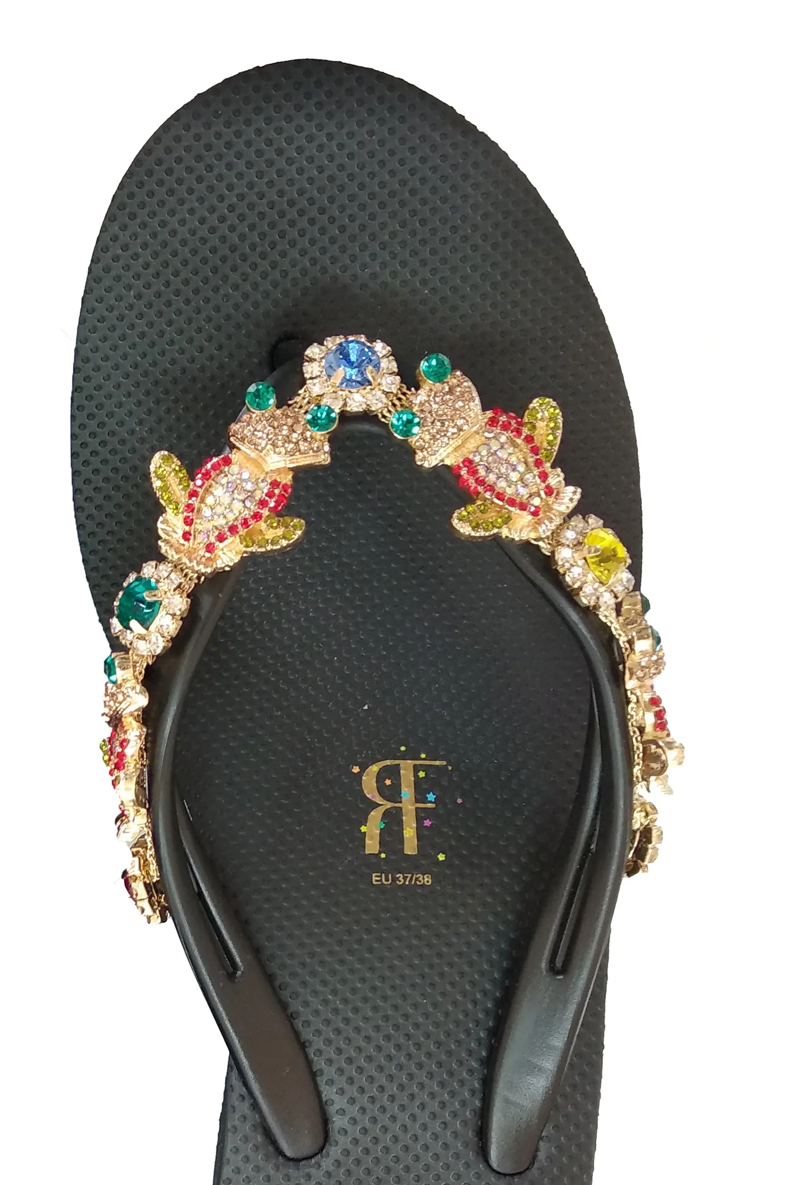 Frog Rhinestone Black High Heels