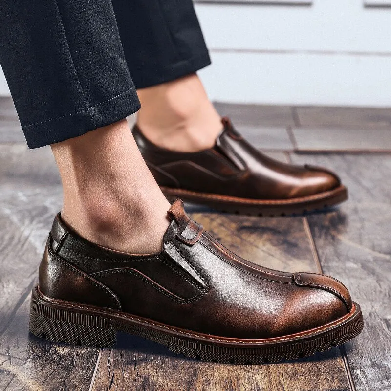 Full Genuine Leather Men Oxford Shoes British Style Retro Old Look Formal Men Casual Dress Shoes Male Business Shoes