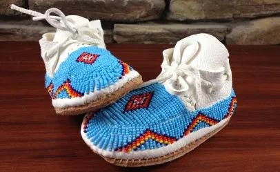 Fully Beaded Leather Moccasins - Women's Sizes