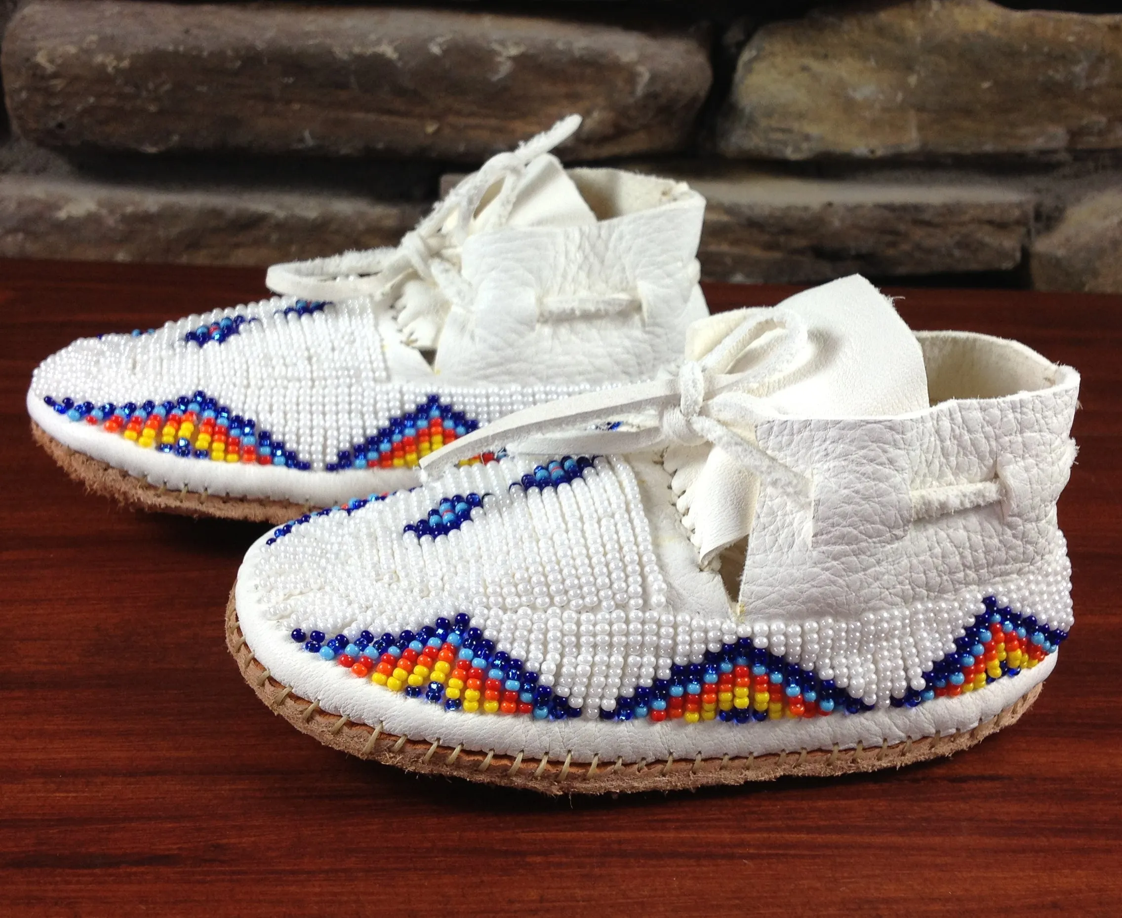 Fully Beaded Leather Moccasins - Women's Sizes