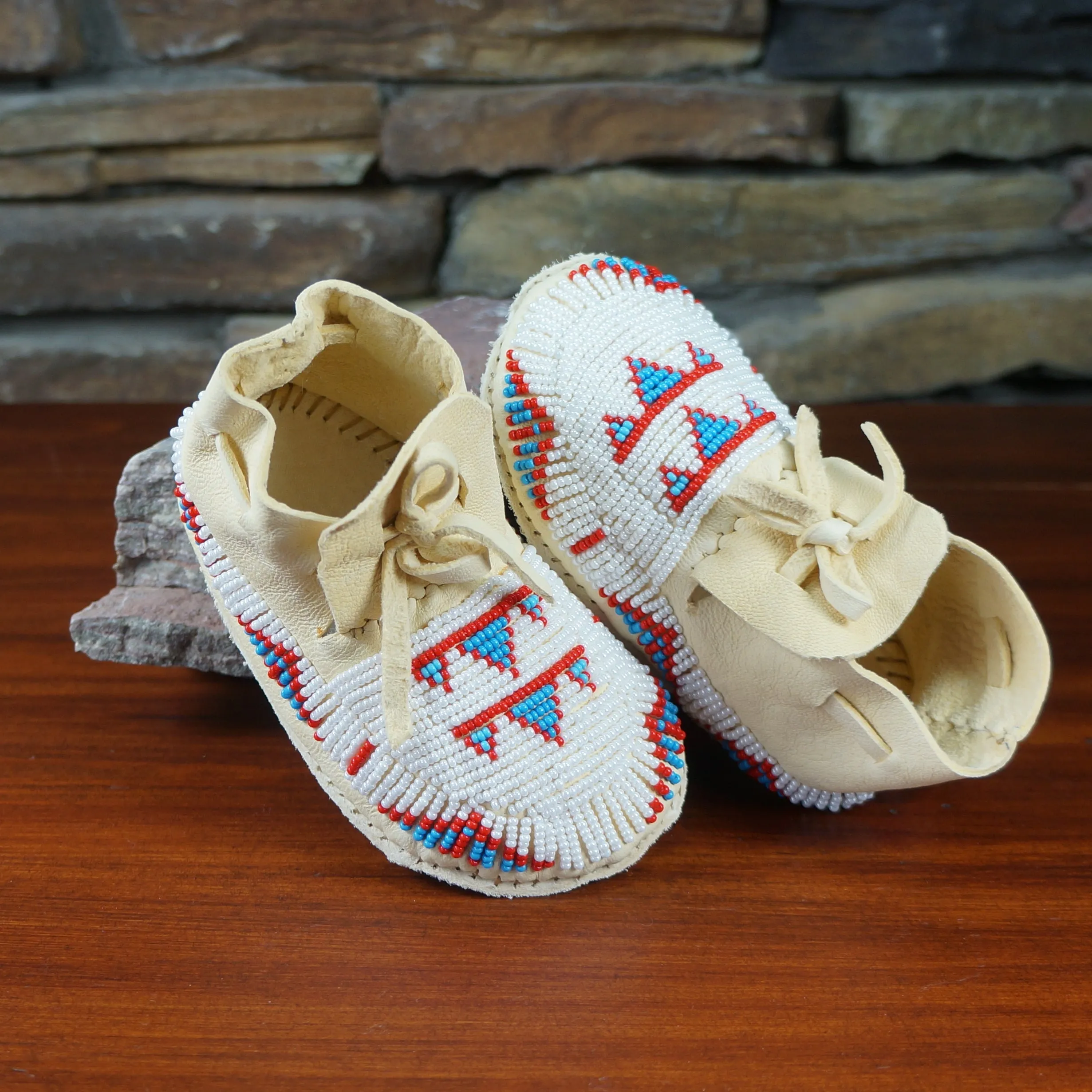 Fully Beaded Leather Moccasins - Women's Sizes