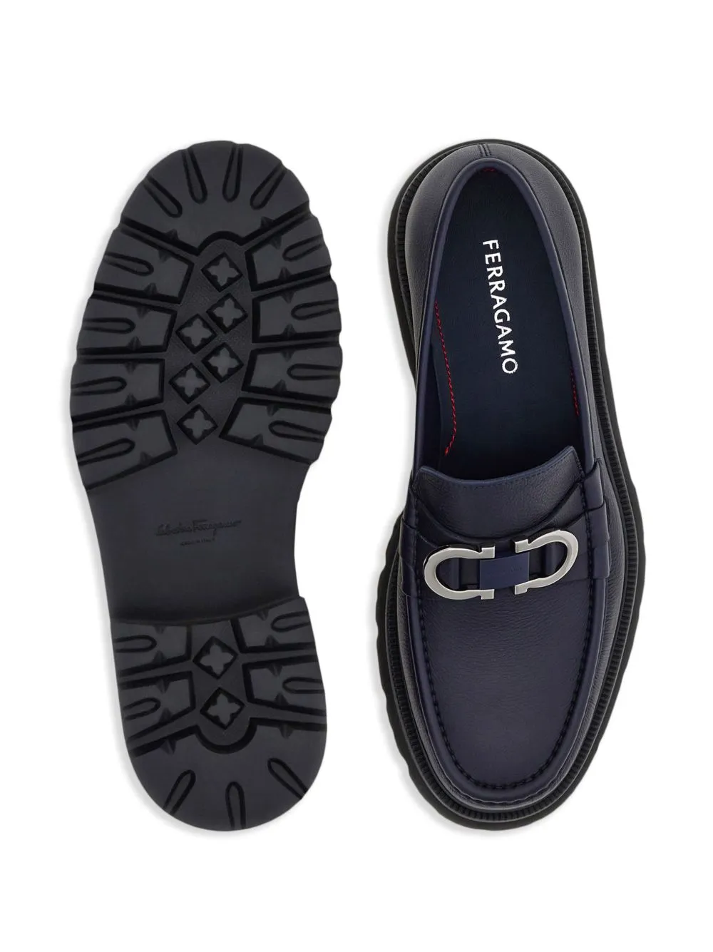 Gancini leather loafers